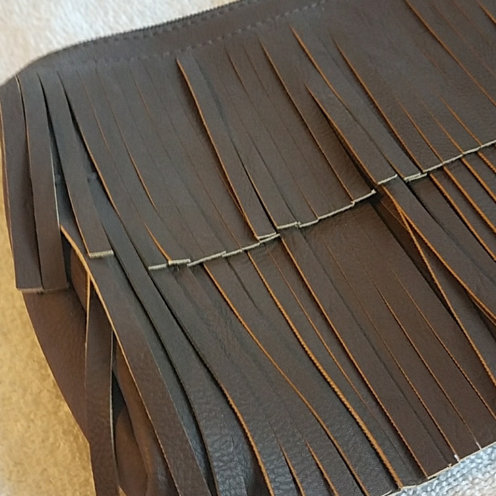 Brown fringe handbag shoulder crossbody purse bag - Picture 4 of 8